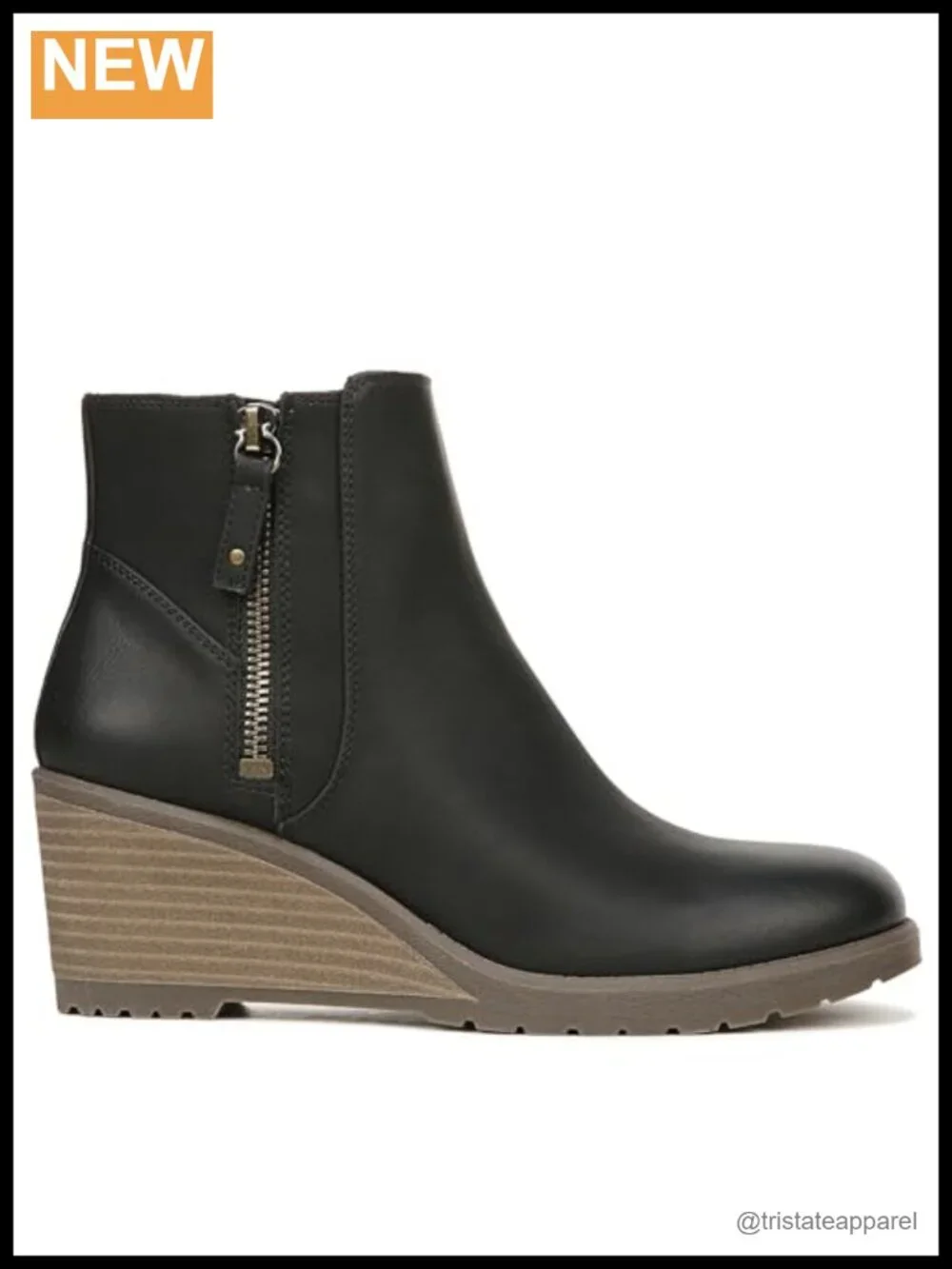 Women's Faux Leather Wedge Ankle Booties with Side Zip